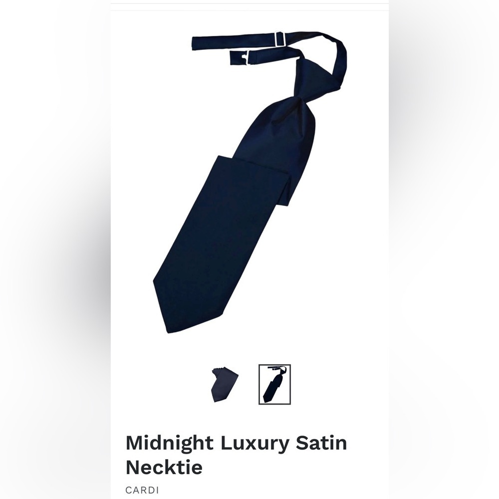 Midnight Navy Dark Blue Tie Wedding Prom Tux Pre Tied clip Satin Pocket Square